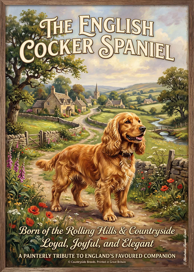 English Cocker Spaniel in a Countryside Scene