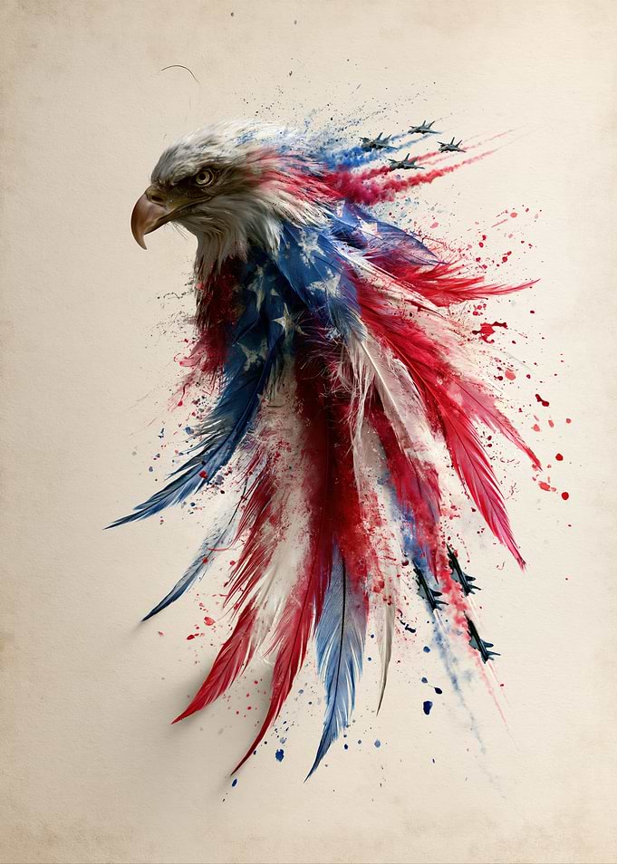 Eagle with American Flag Feathers