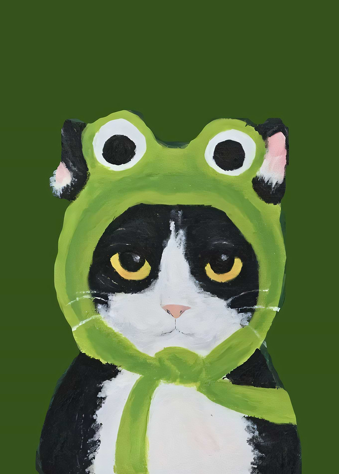 Cat Wearing Frog Hat