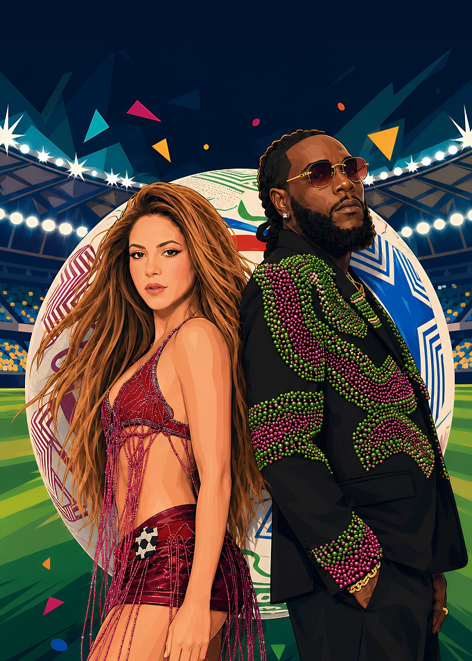 Shakira and Burna Boy with Soccer Ball
