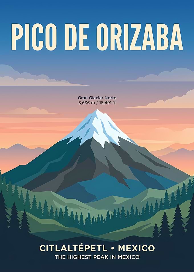 Pico de Orizaba Vintage Poster