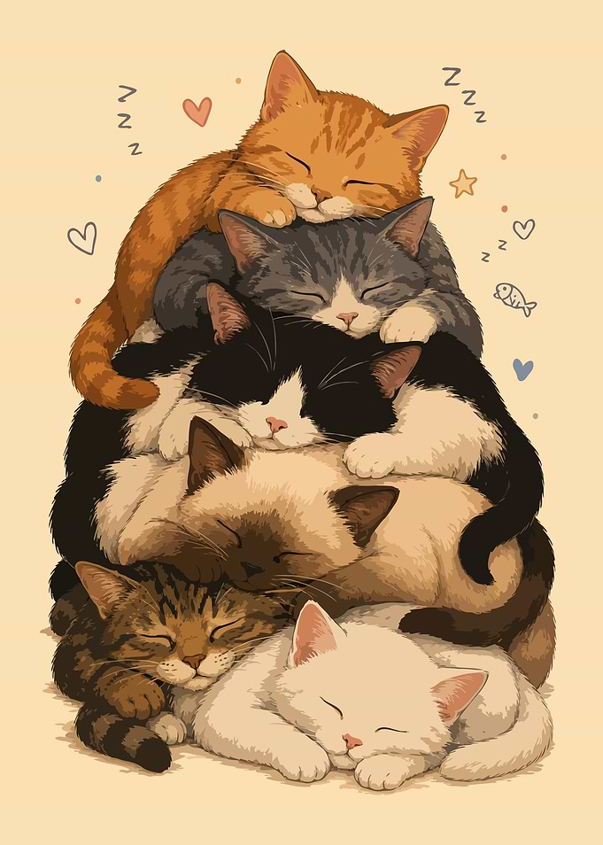 Stack of Sleeping Kittens