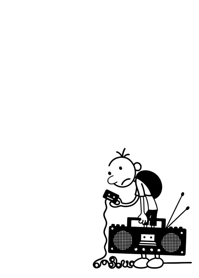 Diary of a Wimpy Kid character with boombox