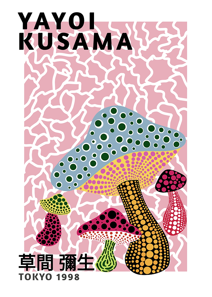 Yayoi Kusama Mushrooms Poster