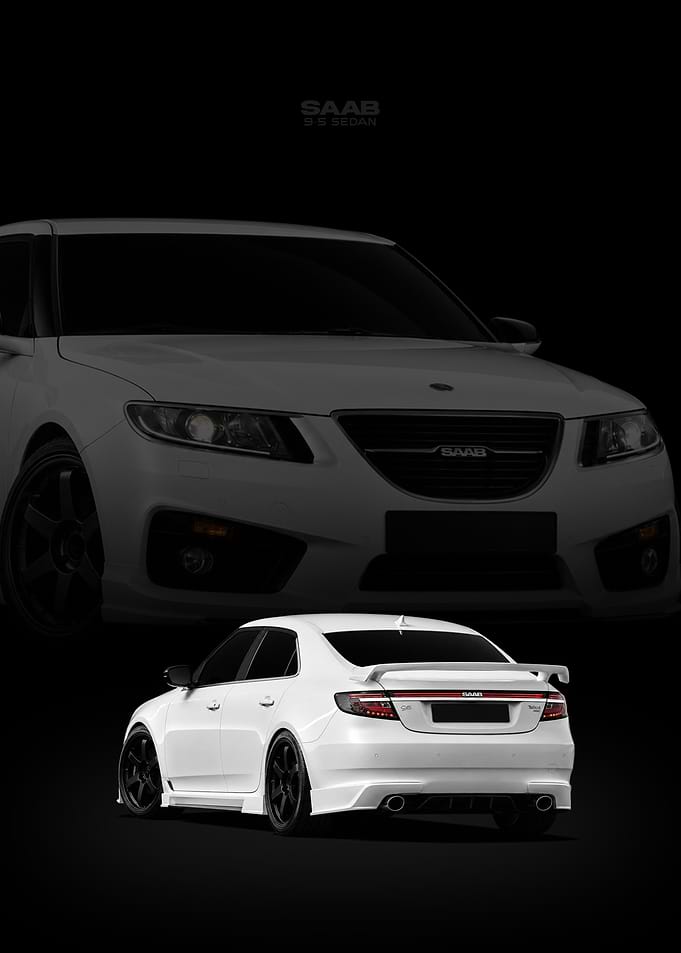 White Saab 9-5 Sedan with Body Kit