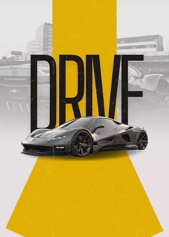 Supercar with 'DRIVE' text