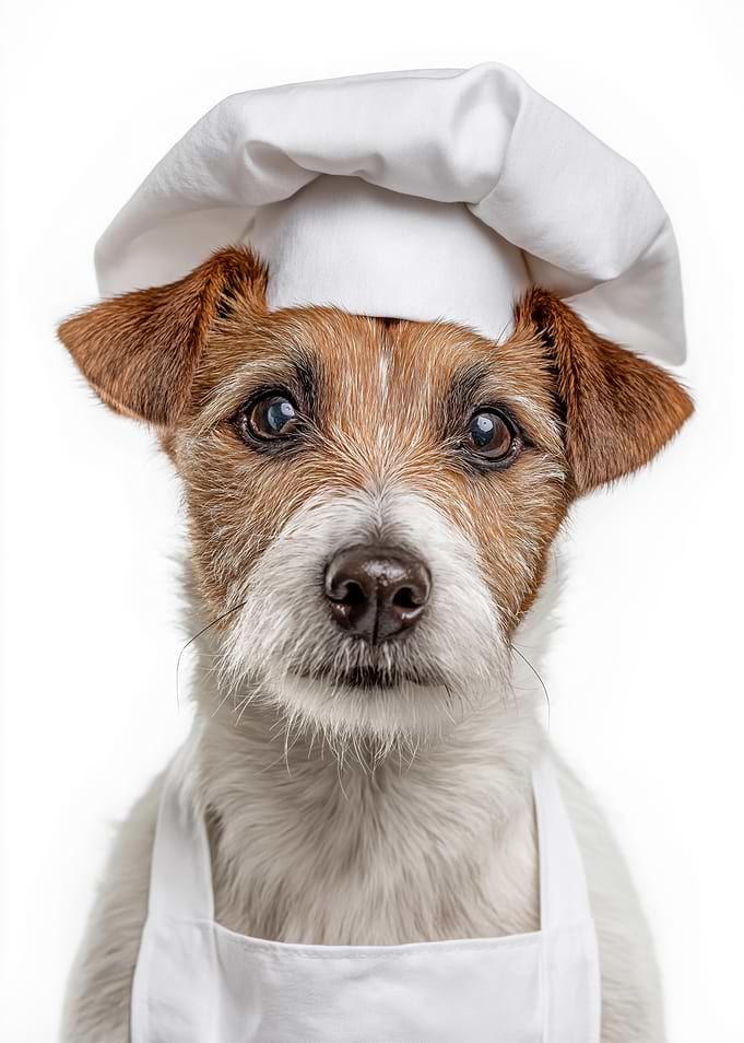 Parson Russell Terrier Dog Chef in Chef Hat and Apron