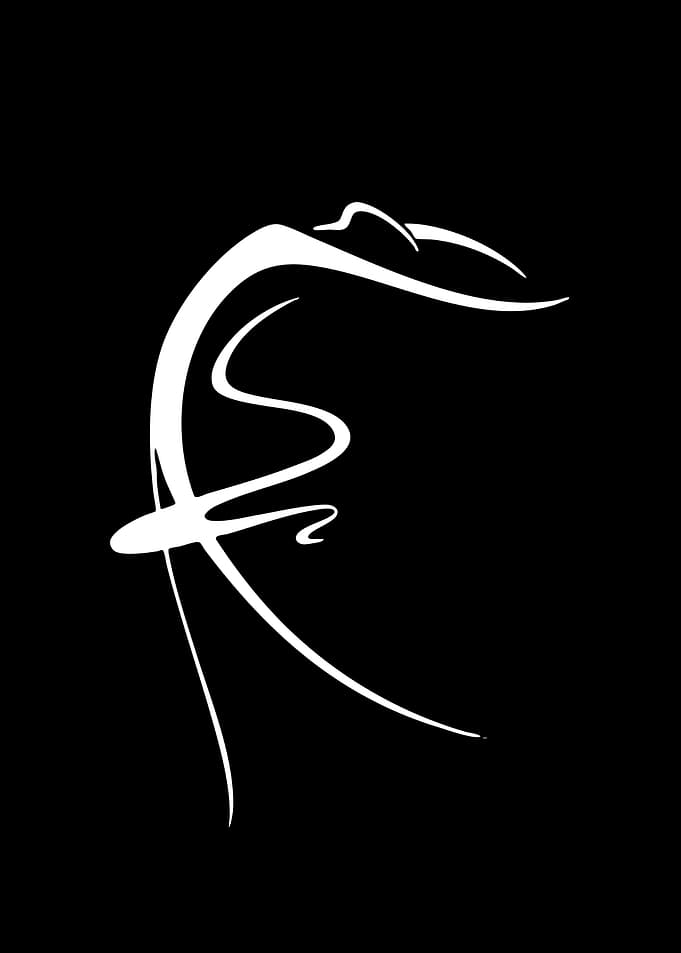 Abstract white figure on black background