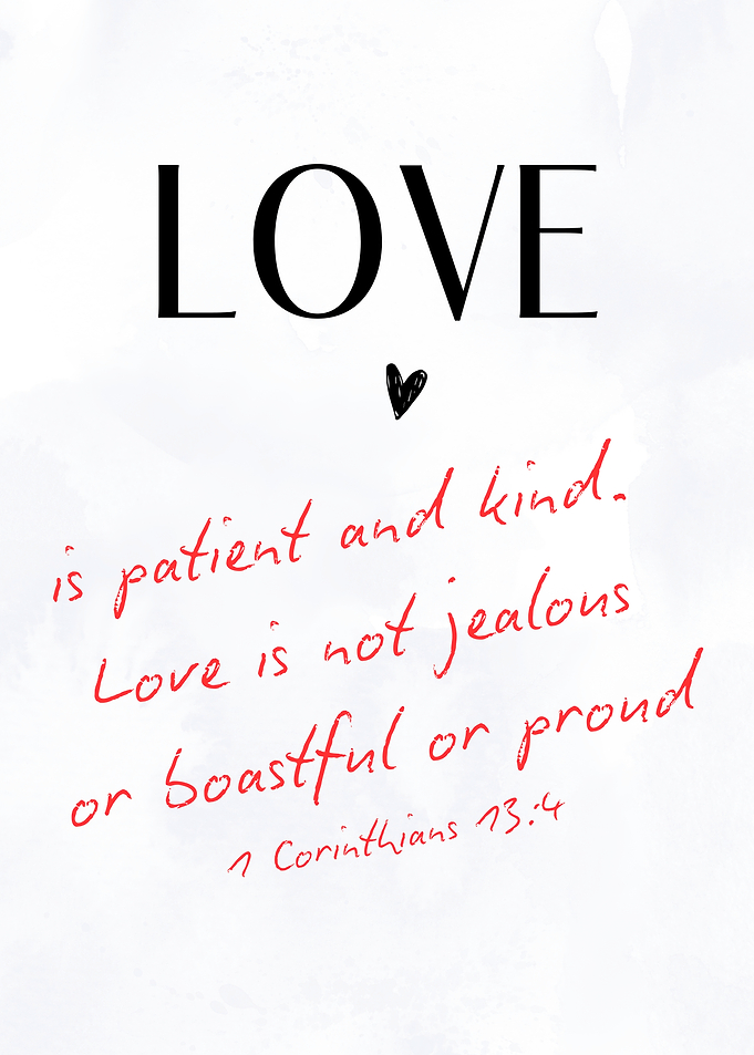 Love Is Patient and Kind – 1 Corinthians 13:4 Minimalist Christian Wall Art