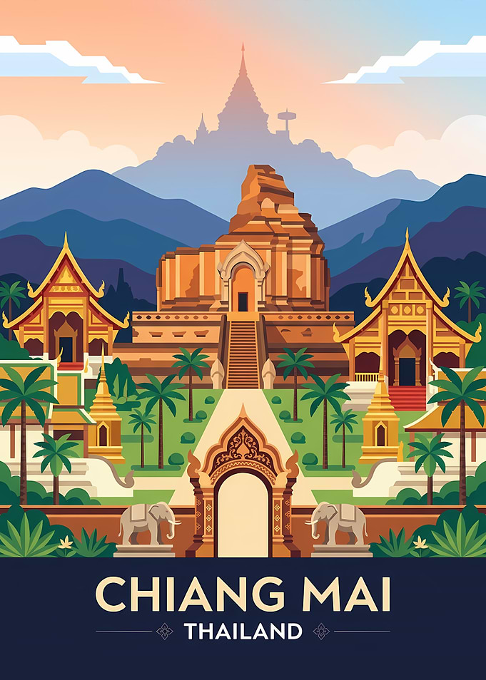 Chiang Mai Thailand Travel Poster