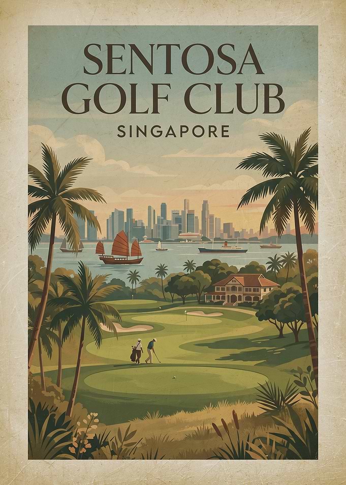 Sentosa Golf Club Singapore Vintage Poster