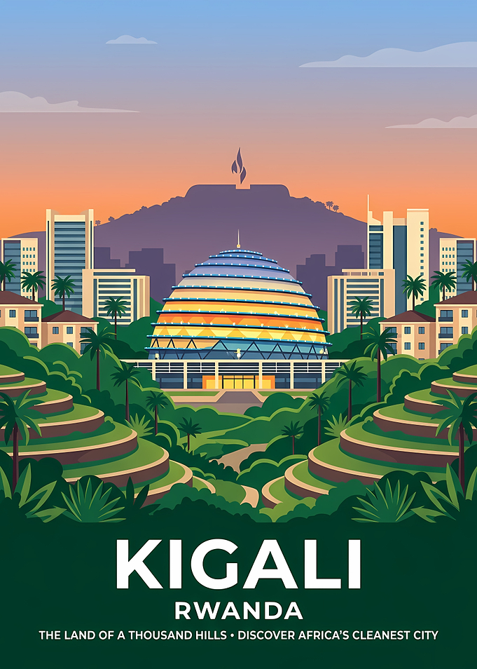 Kigali, Rwanda Cityscape Poster