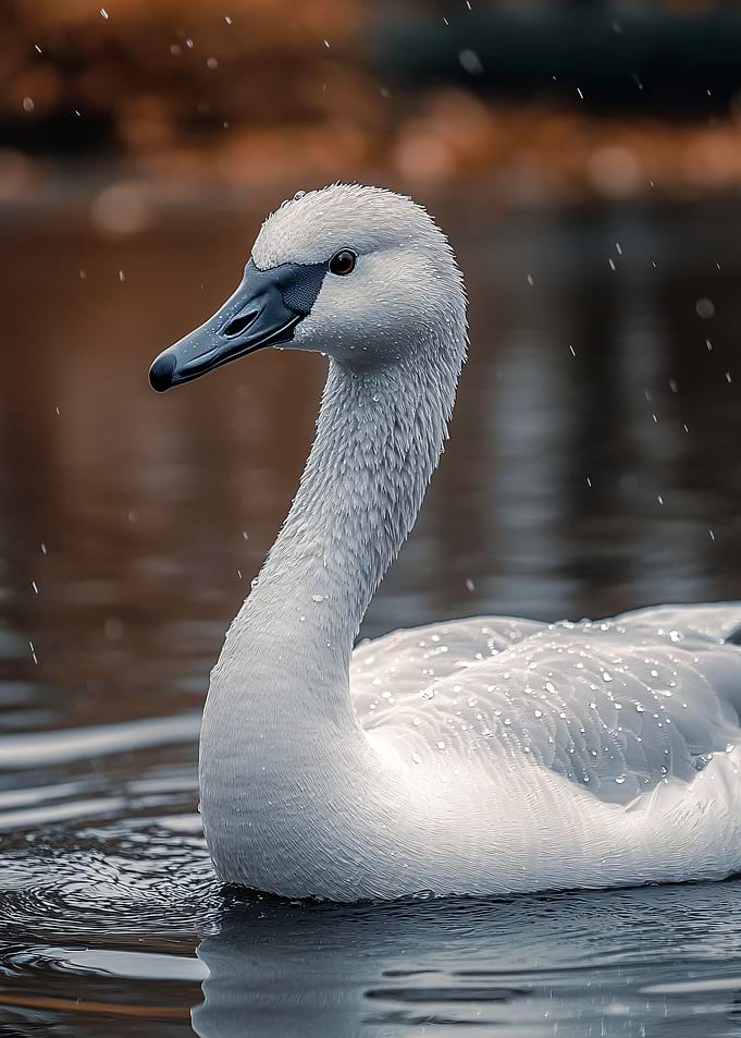 Swan in the rain