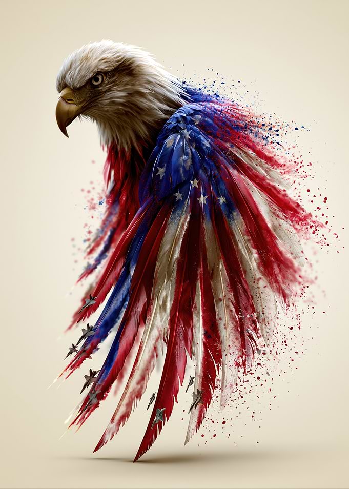 Eagle with American Flag Wings