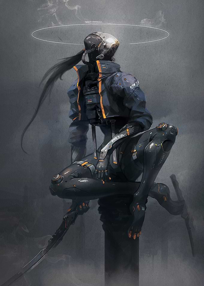 Cyberpunk Robot with Halo