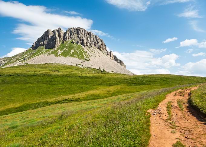 Mountain Landscape with Dirt Path - Dolomites in Italy