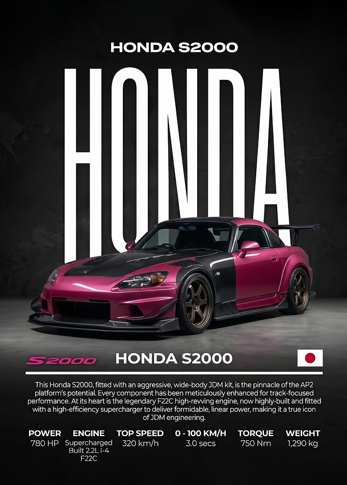 pink sleek Modified Honda S2000 JDM Car