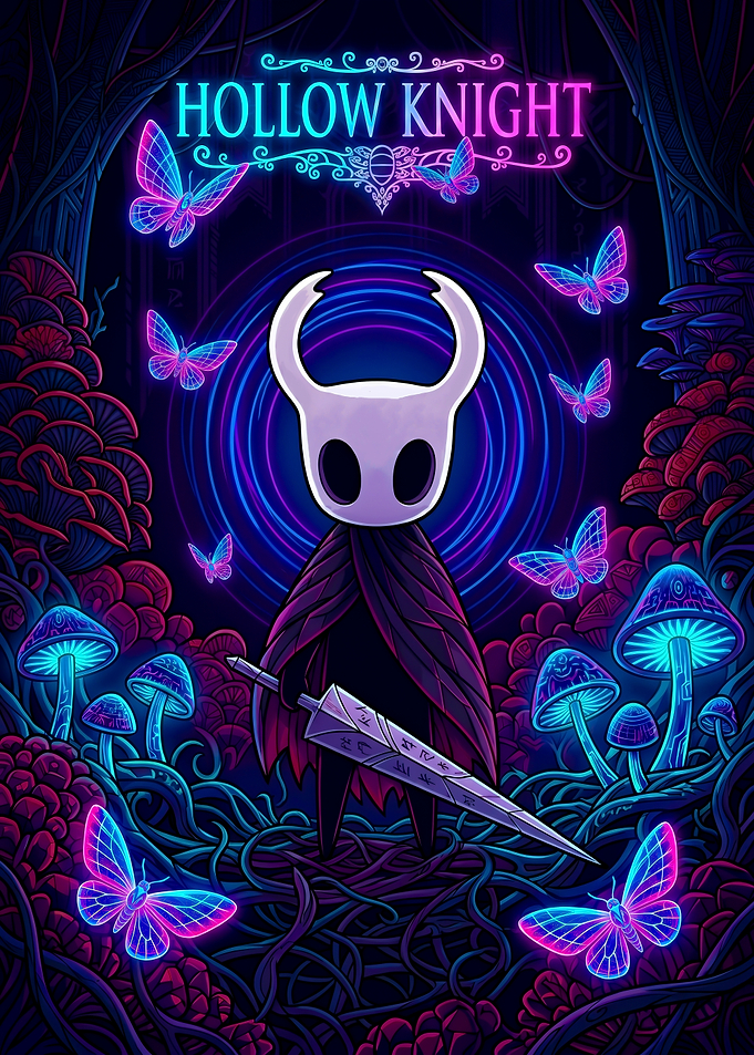 Hollow Knight Neon Poster Art