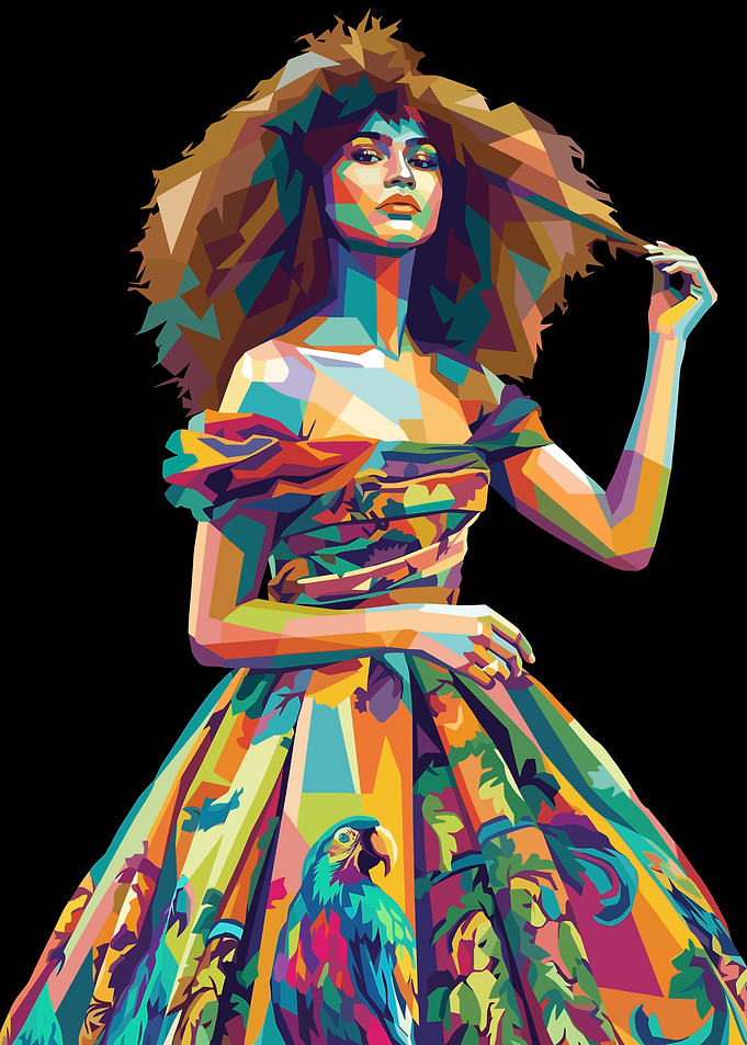 Colorful Woman in Floral Dress