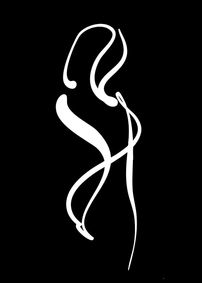 Abstract White Figures on Black Background