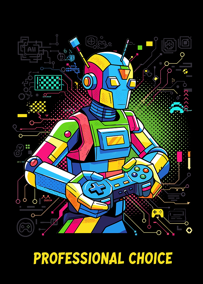 Colorful Robot Gamer with Controller