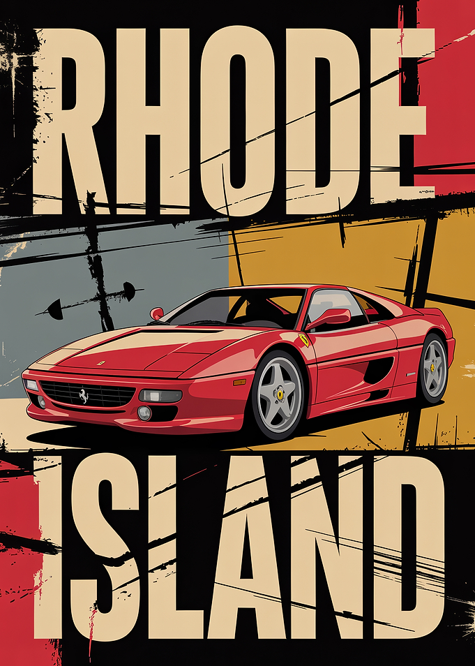 Rhode Island Red Sports Car Art