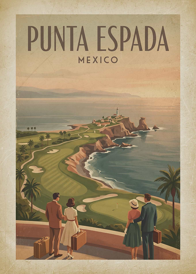 Punta Espada Mexico Vintage Travel Poster