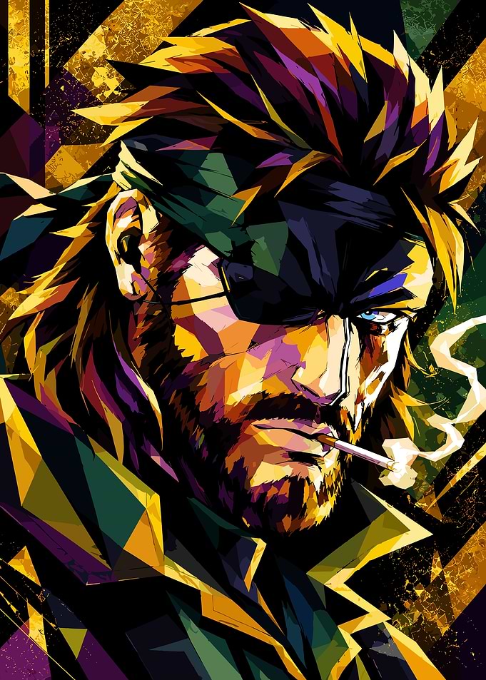 Snake Smoking with Geometric Background