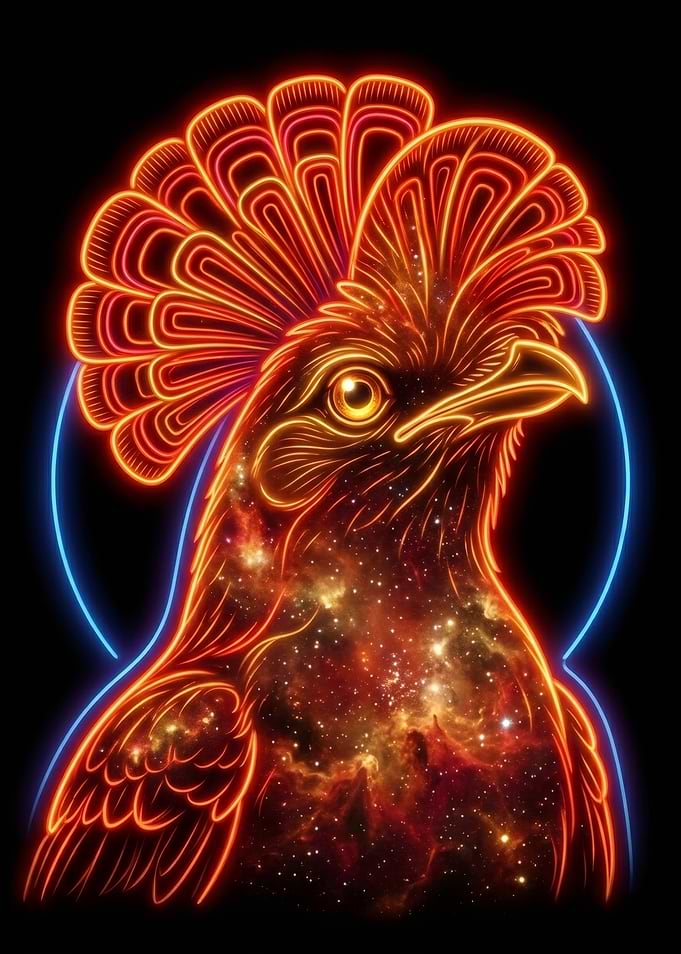 Cosmic Phoenix Neon Art