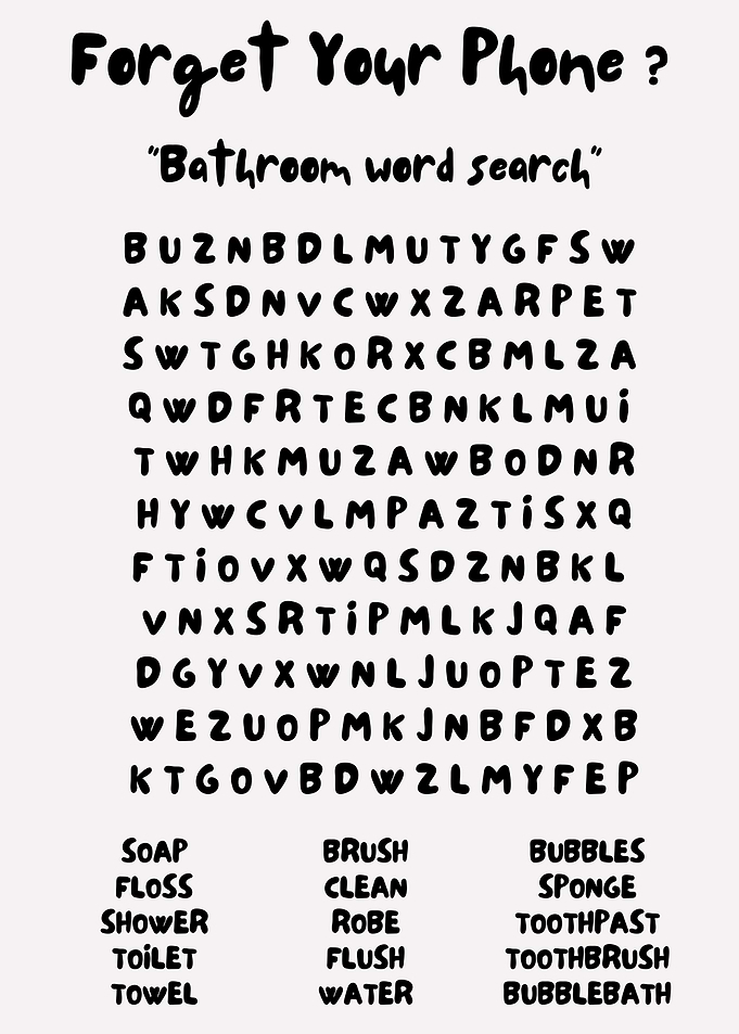 Bathroom Humor Sign with Word Search Puzzle