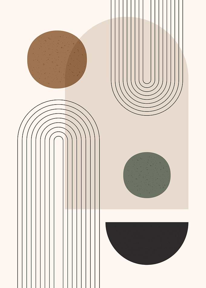 Geometric Arch Equilibrium - Modern Japandi Abstract Lines