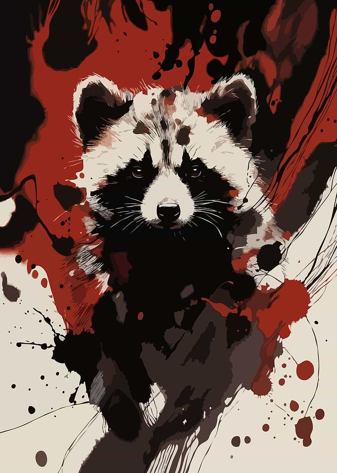 Raccoon Splatter Art