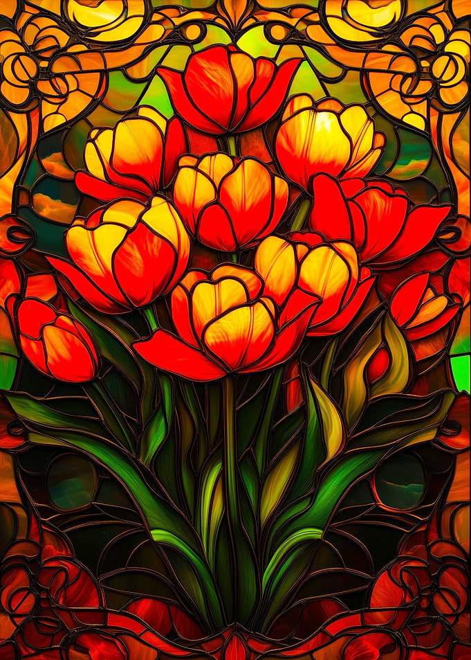 Stained Glass Tulips