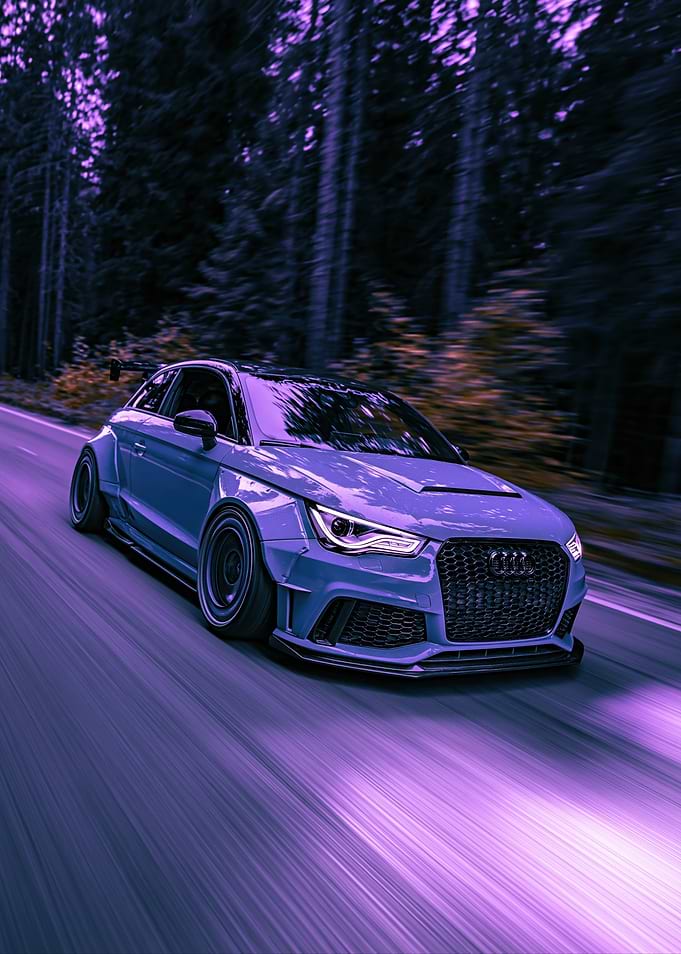 Modified Audi A1 on a Forest Road