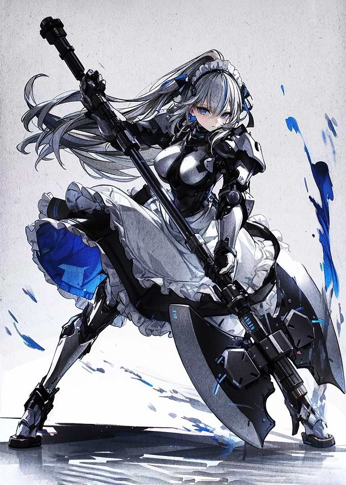 Cyberpunk Maid with Axe