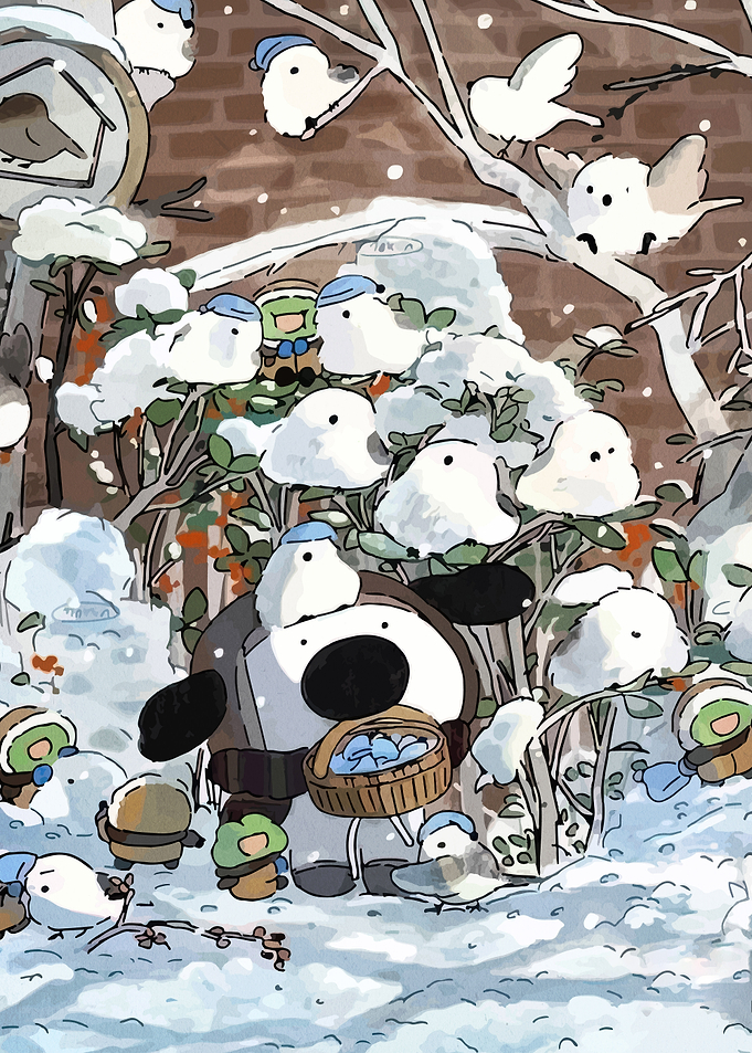 Cute birds in the snow