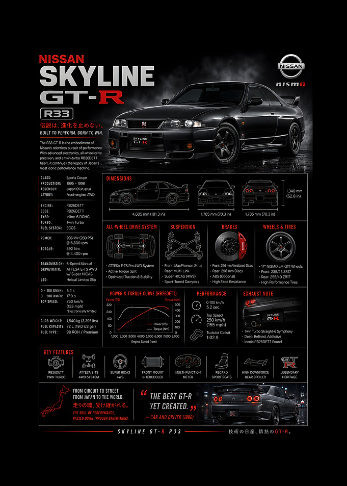 Nissan Skyline GT-R R33 Poster