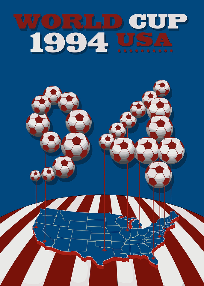 World Cup 1994 USA Soccer Balls Map