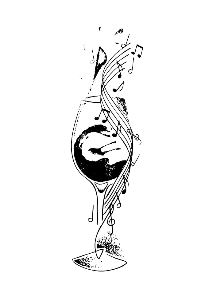 Wine Glass with Musical Notes