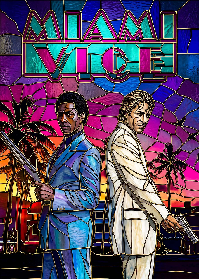 Miami Vice Stained Glass Art
