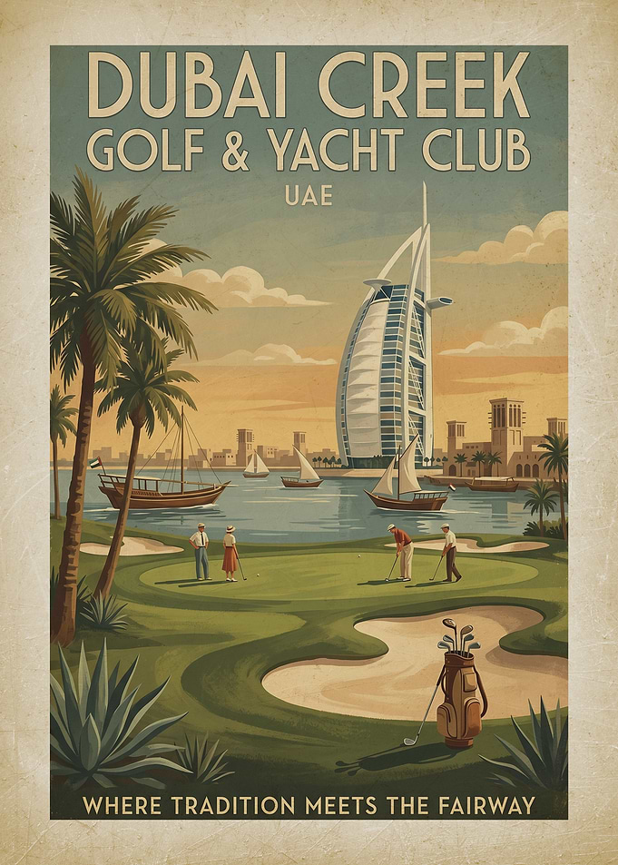 Dubai Creek Golf & Yacht Club Vintage Poster