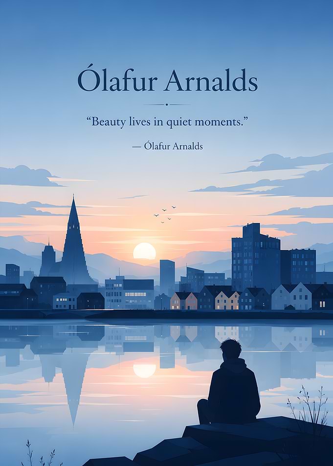 Ólafur Arnalds Quote with Cityscape
