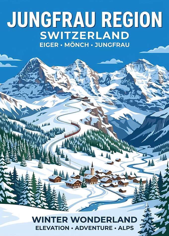 Jungfrau Region Winter Wonderland Poster