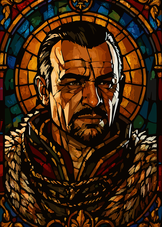 Stained Glass Portrait of a Warrior