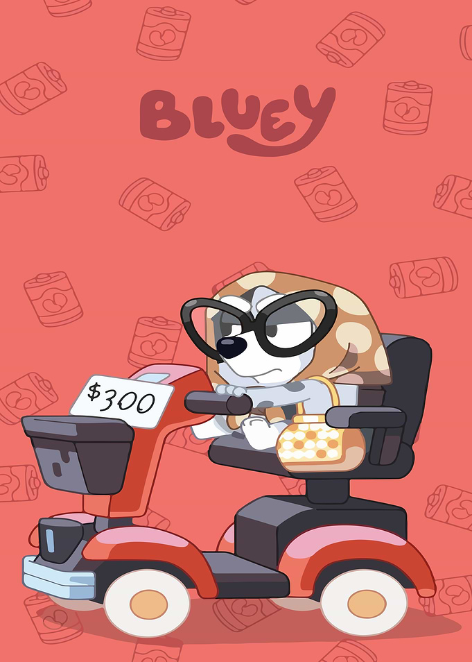Bluey character on a scooter