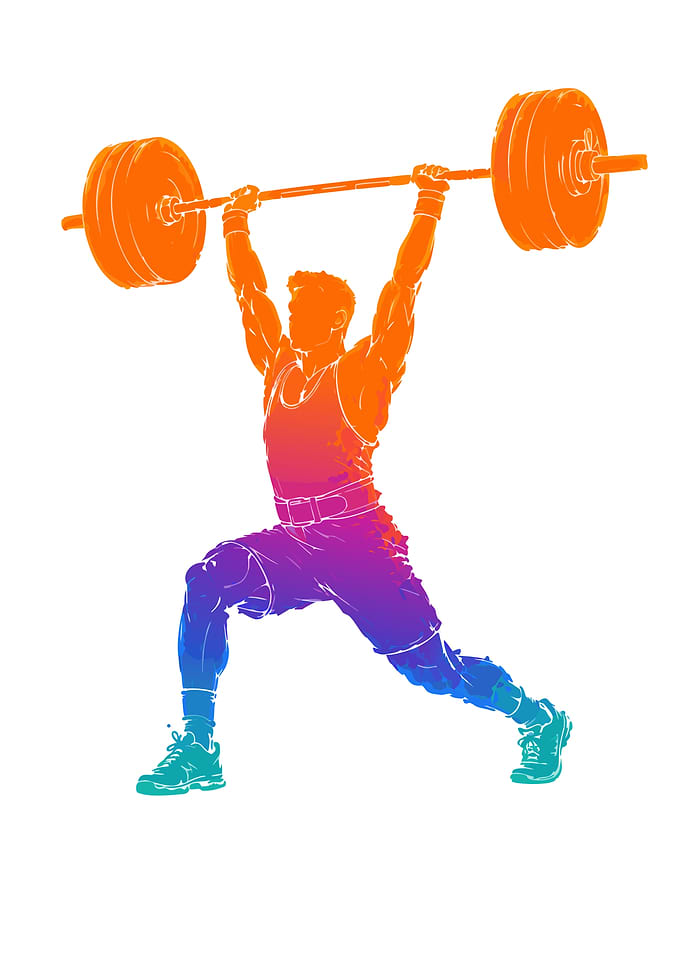 Weightlifter lifting barbell Watercolor