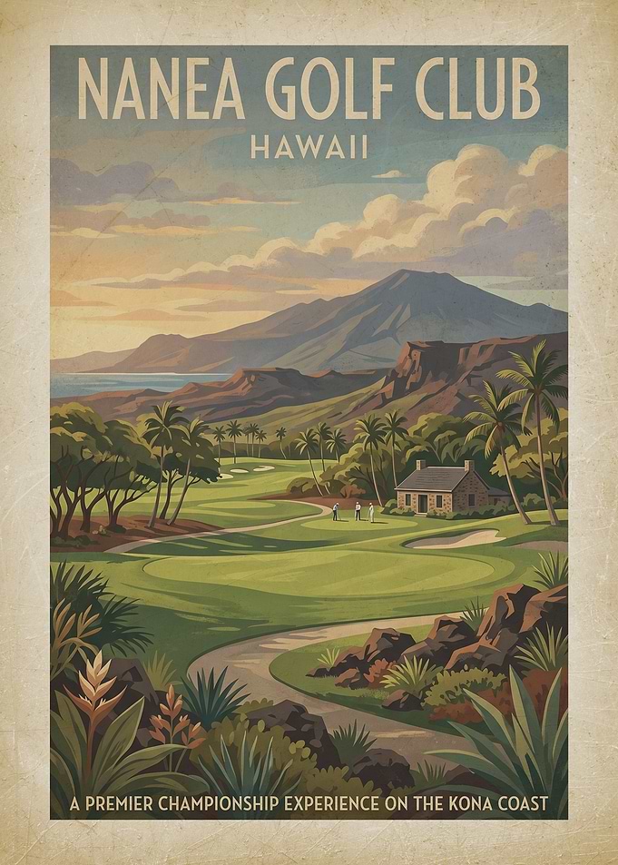 Nanea Golf Club Hawaii Vintage Poster
