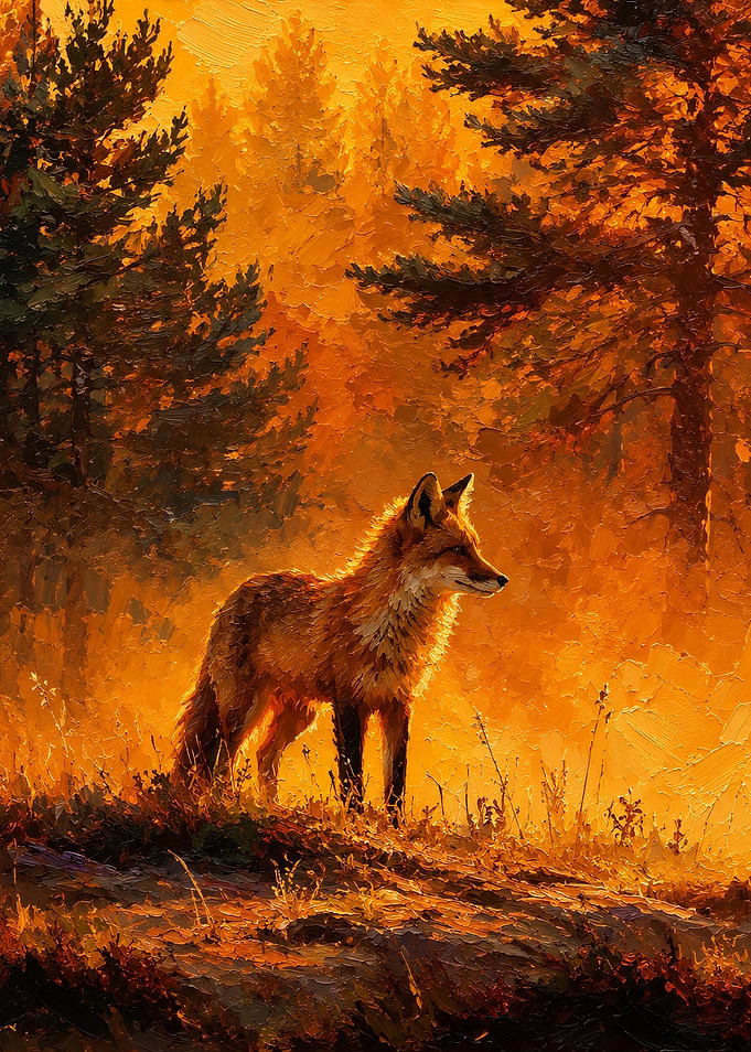 Fox in Golden Forest Light