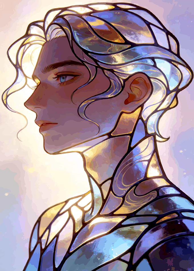 Stained Glass Portrait of a Young Man