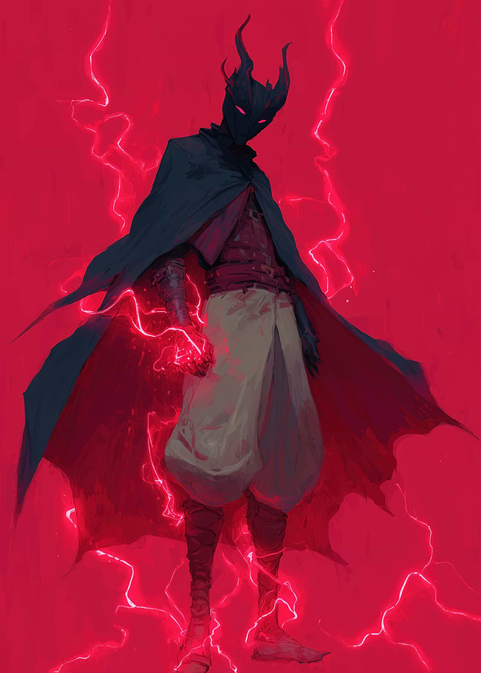 Dark Figure with Red Energy